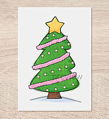 Grafika - Kreslený vianočný stromček  (sladký) - 15129393_