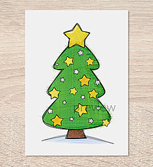 Grafika - Kreslený vianočný stromček  (hviezdičkový) - 15129394_