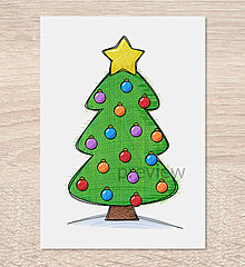Grafika - Kreslený vianočný stromček  (veselé gule) - 15129404_