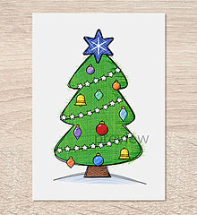 Grafika - Kreslený vianočný stromček  (pestrý) - 15129419_