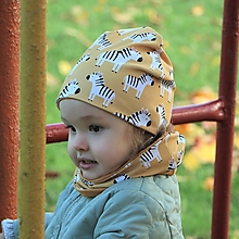 Detské čiapky - Zebry úpletová čiapka, nákrčník alebo set (Nákrčník) - 15133688_