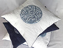 Úžitkový textil - Polštář modrobílý čtvercový - 15130563_