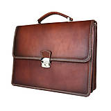 Pánske tašky - Luxusná kožená aktovka, ručne natieraná, Cigaro farba - 15130874_