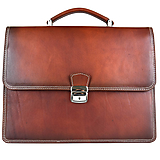 Pánske tašky - Luxusná kožená aktovka, ručne natieraná, Cigaro farba - 15130876_