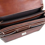 Pánske tašky - Luxusná kožená aktovka, ručne natieraná, Cigaro farba - 15130879_