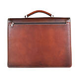 Pánske tašky - Luxusná kožená aktovka, ručne natieraná, Cigaro farba - 15130881_