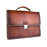 Pánske tašky - Luxusná kožená aktovka, ručne natieraná, Cigaro farba - 15130882_
