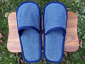 Ponožky, pančuchy, obuv - Riflové papuče s modrým lemom - 15133458_