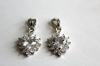 Náušnice - Klipsne Zircons Hearts Crystal - 15133046_