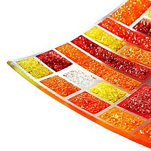 Nádoby - Misa oranžovo-žlto-červená - obdĺžnikový vzor - české sklo 30 x 30 cm - 15131137_