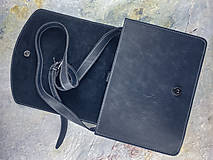 Kabelky - listová kožená kabelka tethys II. veľká - antracitová tmavomodrá - 15131471_