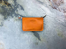 Peňaženky - Unisex malá kožená peňaženka na zips rhea III.  (Žltá marygold) - 15131927_