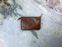 Peňaženky - Unisex malá kožená peňaženka na zips rhea III.  (Tmavomodrá antracitová) - 15131928_