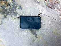 Peňaženky - Unisex malá kožená peňaženka na zips rhea III.  (Tmavomodrá antracitová) - 15131930_