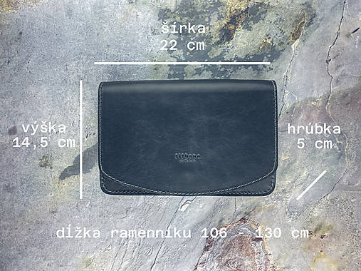 listová kožená kabelka tethys - antracitová tmavomodrá