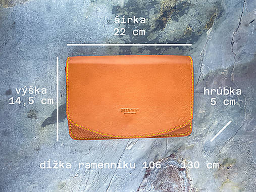 listová kožená kabelka tethys - oranžová