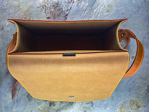 listová kožená kabelka tethys II. veľká - oranžová