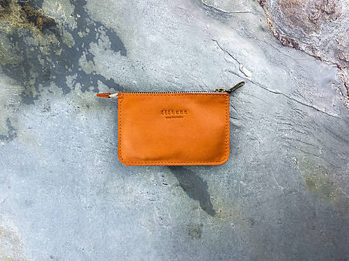 Unisex malá kožená peňaženka na zips rhea III.  (Oranžová)