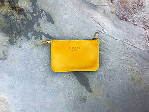 Peňaženky - Unisex malá kožená peňaženka na zips rhea III.  (Žltá marygold) - 15131934_