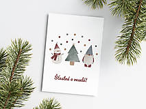 Papiernictvo - Vianočná pohľadnica - Snehuliak a trpaslík - 15131343_