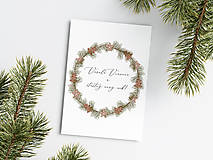Papiernictvo - Vianočná pohľadnica Veniec - Veselé Vianoce a šťastný nový rok - 15131622_