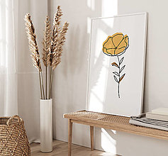 Grafika - Line Art Print na stenu - Žltý kvet - 15129565_