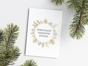 Papiernictvo - Vianočná pohľadnica zlatá - Požehnané vianočné sviatky - 15129574_