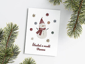 Papiernictvo - Vianočná pohľadnica - Snehuliak - 15131259_