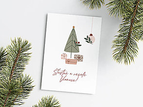 Papiernictvo - Vianočná pohľadnica - Stromček a Darčeky - 15131770_