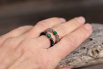 Prstene - Prstienky z minerálu smaragd, spinel / labradorit - 15132237_