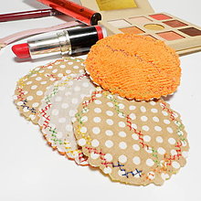 Úžitkový textil - Kozmetické odličovacie tampóny  (Béžová Bodky) - 15134744_