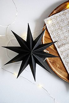 Dekorácie - Dekoračná papierová hviezda (Čierna/hviezdičky - priemer 20 cm) - 15134847_