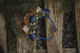 Ozdoby do vlasov - Vianočná kvetinová čelenka sobík - 15137797_