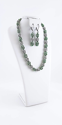 Sady šperkov - Stříbrno-zelená souprava - 15135232_