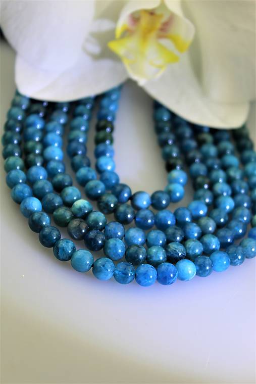 Minerály - apatit korálky 6mm A+ kvalita - 15137945_