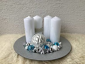 Dekorácie - Adventný veniec so 4 sviečkami (Adventný veniec- modrý) - 15137178_