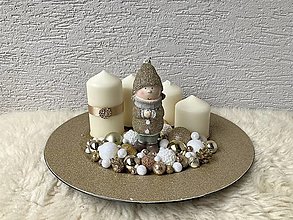 Dekorácie - Adventný veniec so 4 sviečkami (Adventný veniec- zlato- biely) - 15137182_