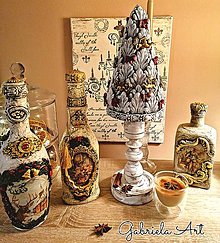 Nádoby - Vianočné "Vintage fľaše" na likéry ⚜️🔥✨🎁🎨🎄🎀❄️😋🍶🍹🌲⭐🎀👑⚜️ Christmas liqueurs "Vintage bottles" - 15137762_