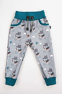 Detské oblečenie - softshell nohavice vlk klasický strih - 15137134_