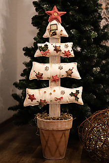 Dekorácie - Textilný vianočný stromček  (Vianočný stromček + črepník) - 15134165_