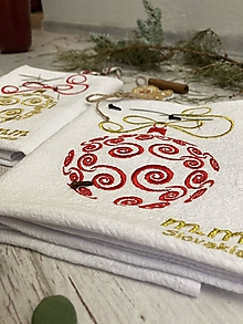 Úžitkový textil - Ľanová utierka Biela ,, Vianočná guľa" - 15134898_