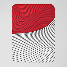 Úžitkový textil - Červeno-biela deka s čiernymi čiarami - 15134302_