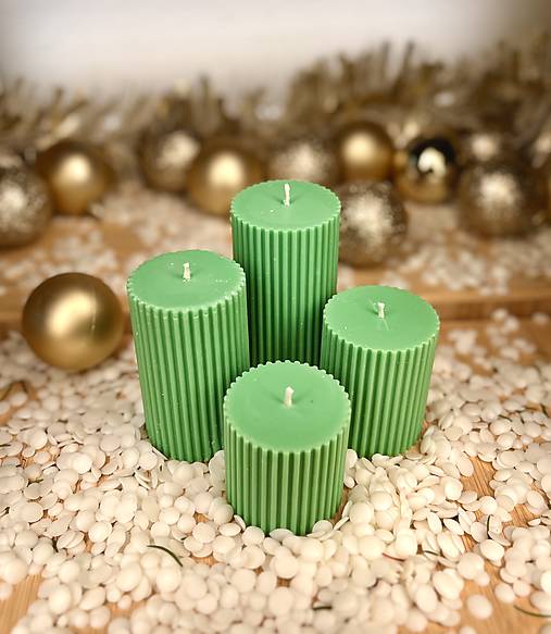 Sviečky - Adventné sójové sviečky (Zelený set) - 15136233_