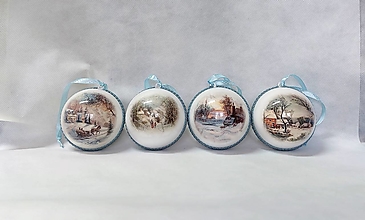 Dekorácie - vianočné plastové gule zimné krajinky - 15136872_