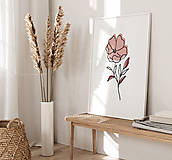 Grafika - Line Art Print na stenu - Ružový kvet - 15137662_