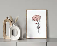 Grafika - Line Art obraz na stenu - Ružový kvet - 15137713_