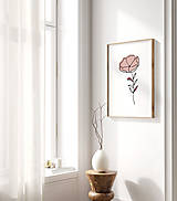 Grafika - Line Art obraz na stenu - Ružový kvet - 15137715_