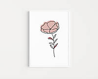 Grafika - Line Art obraz na stenu - Ružový kvet - 15137717_
