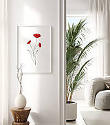 Grafika - Botanický obraz na stenu - Červené Maky - 15137879_