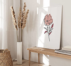 Grafika - Line Art Print na stenu - Ružový kvet - 15137662_